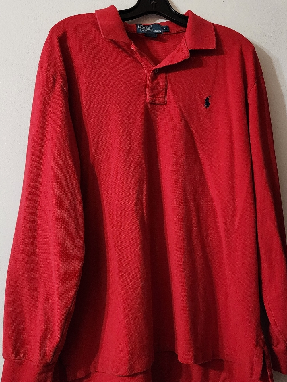 Polo by Ralph Lauren Red Long-Sleeve Polo with Navy Logo
